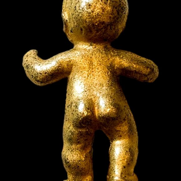 Vintage Allison Mager Gold Tone Baby Brooch Unique Statement Costume Jewelry - Picture 6 of 11